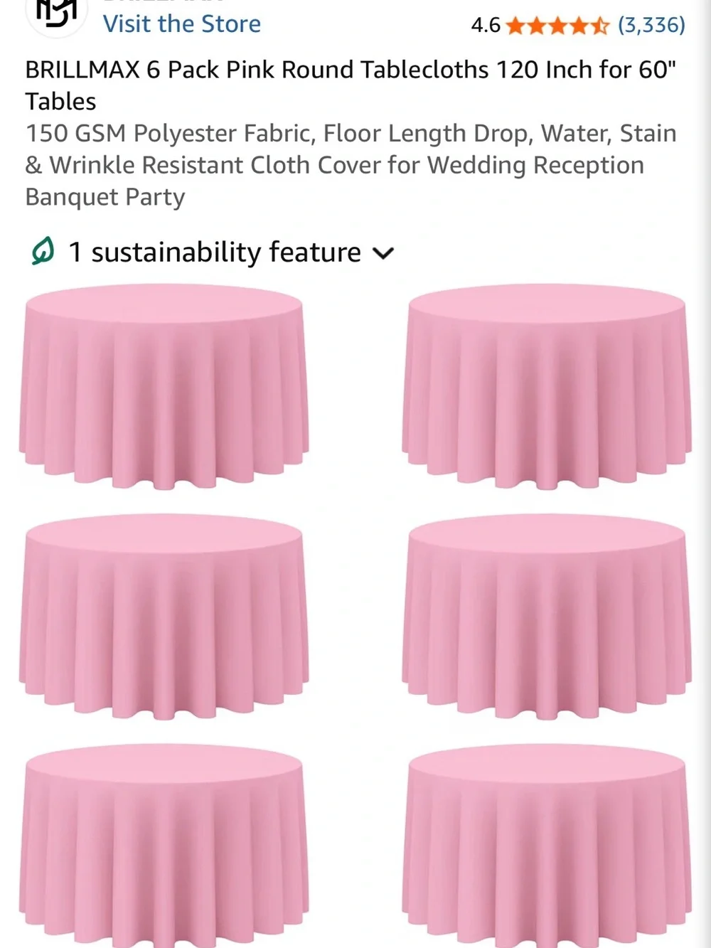 Pink Round Tablecloth - Pack of 6